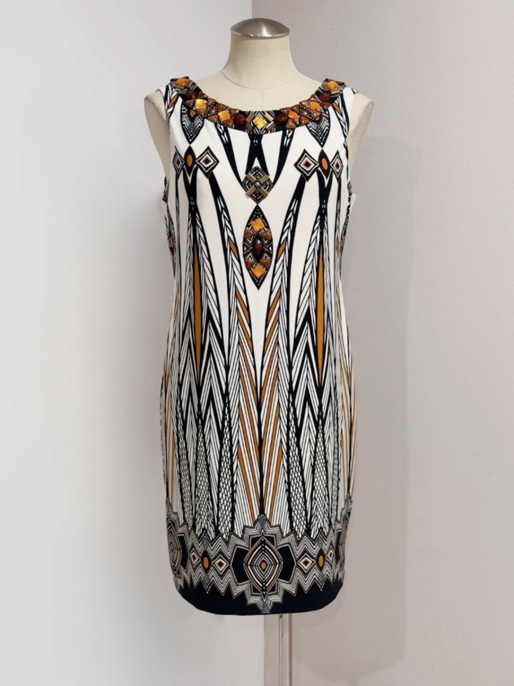 Muse for Boston Proper Brown Gold Beaded Sleeveless Shift Dress Size 10 NWT